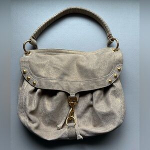 Rebecca Minkoff MAB Collection Metallic Beige Brass Hardware Boho Shoulder Bag
